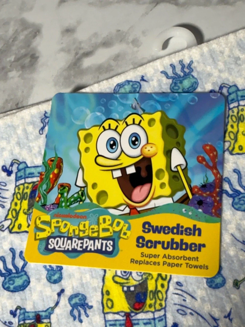 SpongeBob Squarepants Yellow & Blue Swedish Scrubbers - Fun Character Print